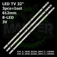 LED підсвітка TV 32" inch 8-led 612mm 32V_A_3030_8LEDs_REV1.2_140404 DIRECT-FIJL-32V-A/B-3228-8LEDs 3шт.
